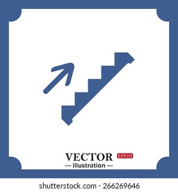 blue icon on white background.  staircase, web icon. vector design