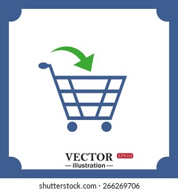 blue icon on white background.  put in shopping cart , web icon. vector design