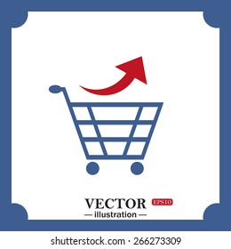 blue icon on white background.  remove from the shopping cart, web icon. vector design