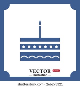 blue icon on white background.  birthday cake icon, web icon. vector design
