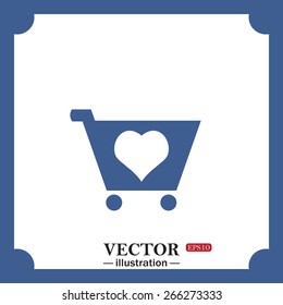 blue icon on white background.  put in shopping cart, web icon. vector design
