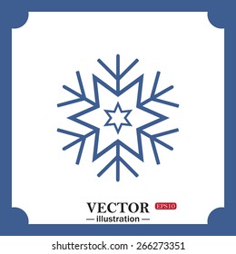 blue icon on white background.  large  snowflake, web icon. vector design