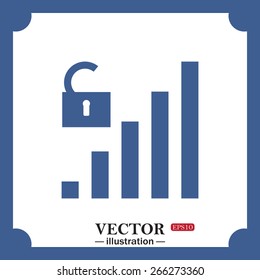 blue icon on white background.  signal strength indicator, open access, web icon. vector design