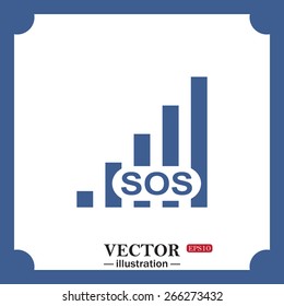 blue icon on white background.  no signal, poor signal strength, signal strength indicator, web icon. vector design