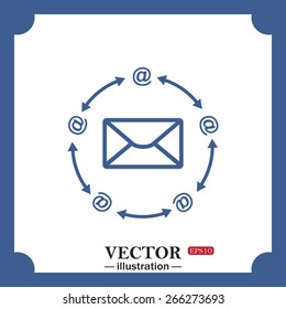 blue icon on white background.  Internet e-mail, web icon. vector design