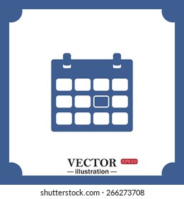 blue icon on white background.  Calendar, web icon. vector design