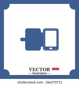 Blue Icon On White Background.  Case For Phone, Web Icon. Vector Design