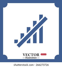 blue icon on white background.  no signal, poor signal strength, signal strength indicator, web icon. vector design