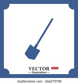 blue icon on white background.  icon shovel, web icon. vector design