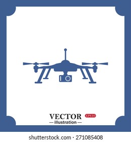 blue icon on white background. Quadrocopter. icon. vector design