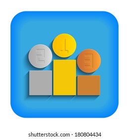 Blue icon with a pedestal and medals