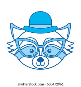 blue icon raccoon face cartoon