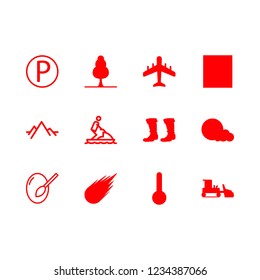 blue icon set about jet ski, tree, boats and comet vector set