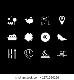blue icon set about jet ski, aquarium, ferry and hours vector set