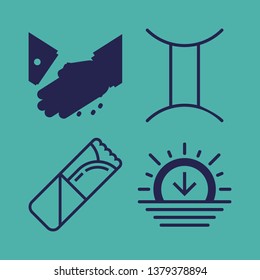 blue icon set with deal, sunset and gemini vector illustration