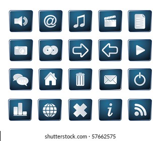 blue icon set glossy
