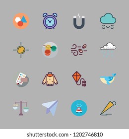 blue icon set. vector set about watercolor, wind, paper plane and umbrella icons set.