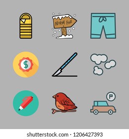 blue icon set. vector set about north pole, pen, bird and scalpel icons set.