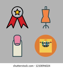 blue icon set. vector set about mannequin, medal, nail and crayons icons set.