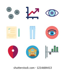 blue icon set. vector set about line chart, house, list and placeholder icons set.