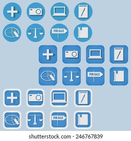 Blue icon set for web and application