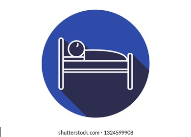 Blue icon of a silhouette of a bed.