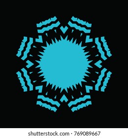 Blue icon snowflake on black background