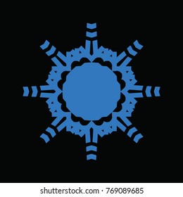 Blue icon snowflake on black background
