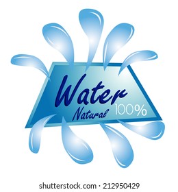 a blue icon with some drops of water and text