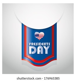 a blue icon with some white text, red borders and a heart with the american flag
