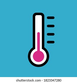 Blue icon with a thermometer. Temperature measuring instrument. Vector isolated illustration.