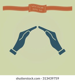 Blue Icon of two hands 