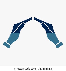 Blue Icon of two hands 