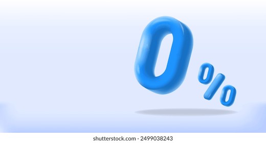 blue icon Vector of 0 percent in background,Ideal for promoting zero interest rates, discounts, or free offers