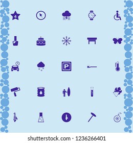 blue icon. blue vector icons set nail polish, cursor, grape and temperature