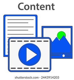 Blue icon, website icon, content, vector illustration.