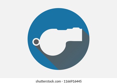 Blue icon of a whistle.