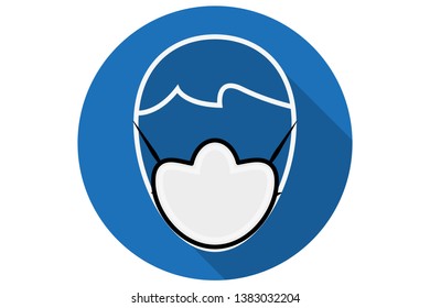 Blue icon with white mask for the mouth.