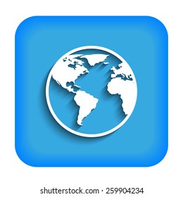 Blue icon with world map