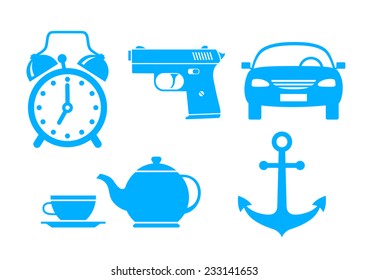 Blue icons on white background