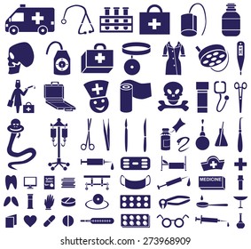 blue icons on white background theme of doctor and medicine
