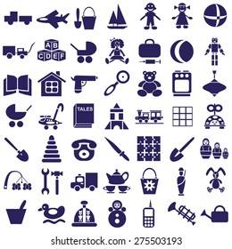 blue icons on a white background on children's toys.