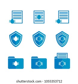 Blue icons for protecting documents of cybersecurity