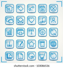 Blue icons set for internet and computer