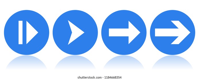 Blue icons with white arrows. Vector illustration isolated on white background