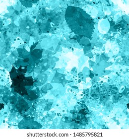 Blue icy floral seamless texture. Abstract vector background for web page, banners backdrop, fabric, home decor, wrapping. Watercolor effect.