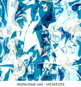 Blue icy seamless texture. Abstract vector background for web page, banners backdrop, fabric, home decor, wrapping
