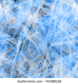 Blue icy surface. Winter mood. Seamless texture from triangles and stripes. Like crystals. Abstract vector background for web page, banners, fabric, home decor, wrapping