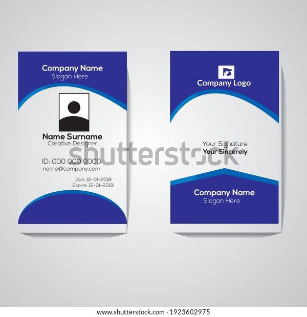 Blue Id Card Design Vector Stock Vector (Royalty Free) 1923602975