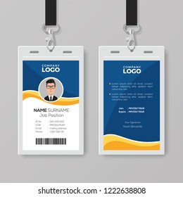 Blue ID Card Template with Yellow Details